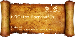 Málics Barnabás névjegykártya