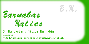 barnabas malics business card