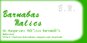 barnabas malics business card